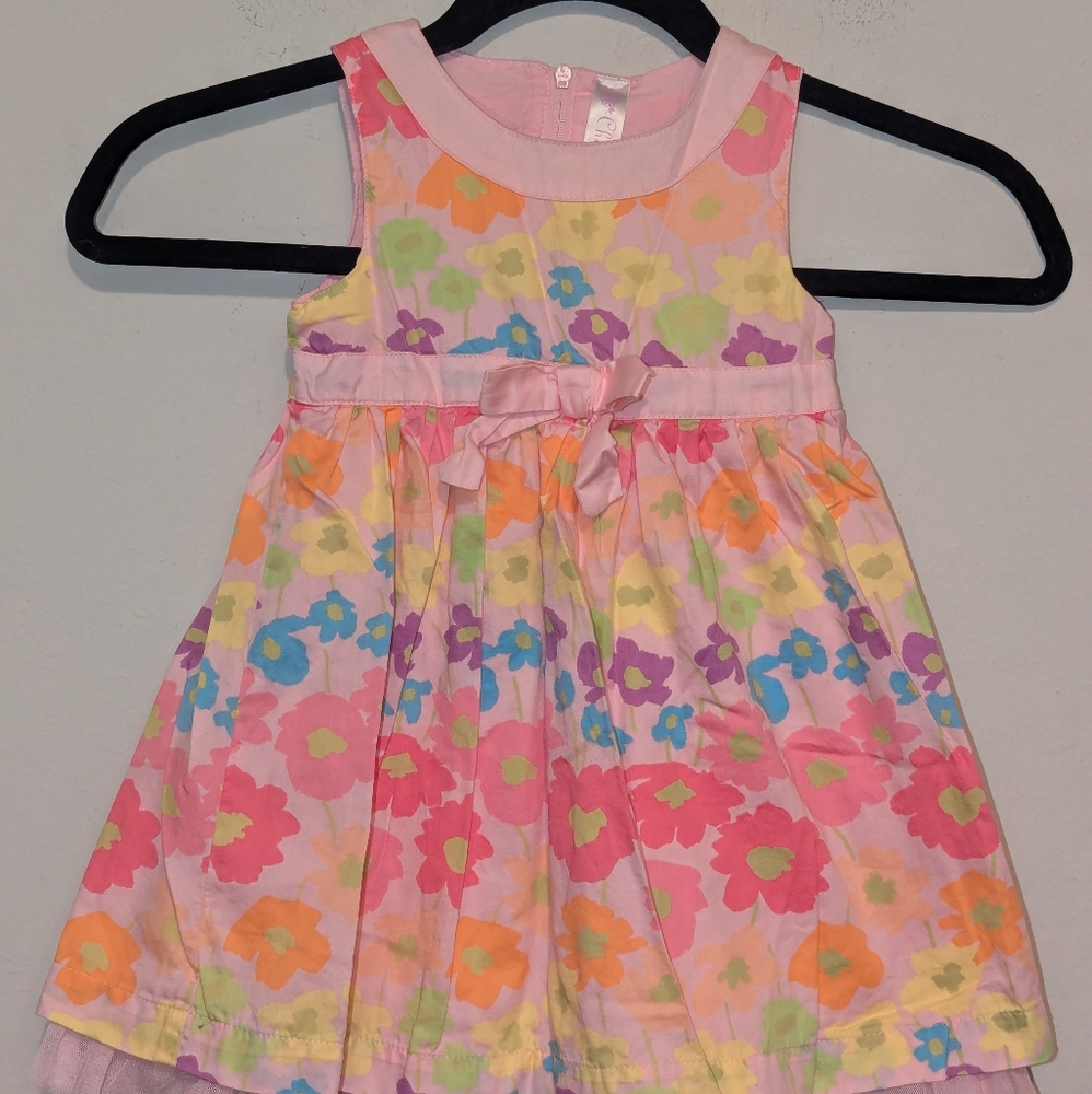 Cherokee Floral Pink Colorful Sleeveless Dress Size 2 T